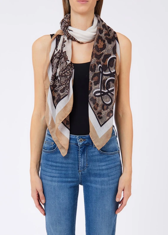 Dark brown leopard scarf LIUJO ACCESSORI