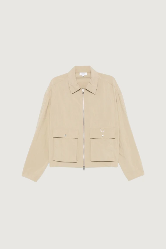 Giacca corta beige chiaro con zip