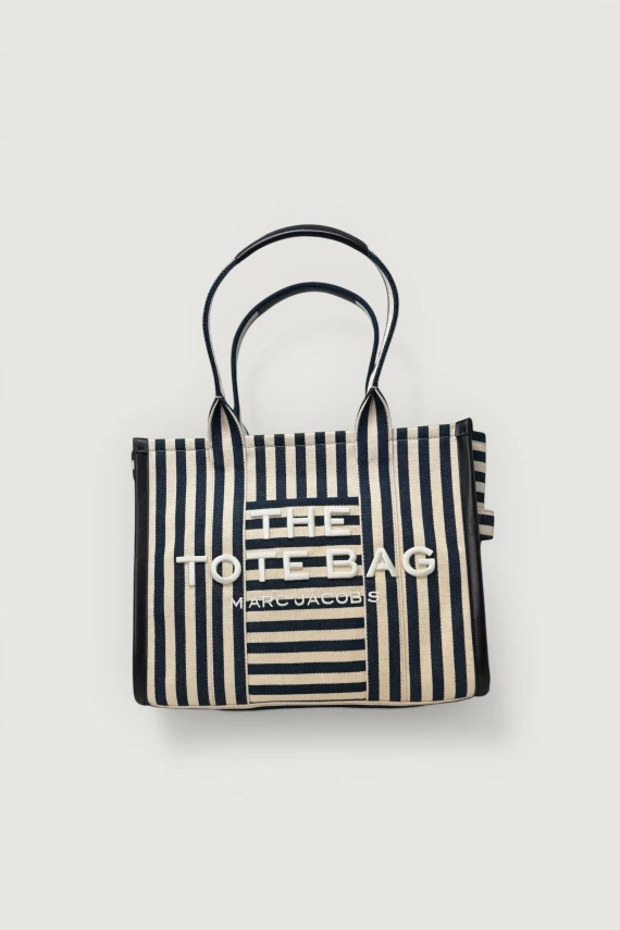 Borsa tote a righe blu e bianche