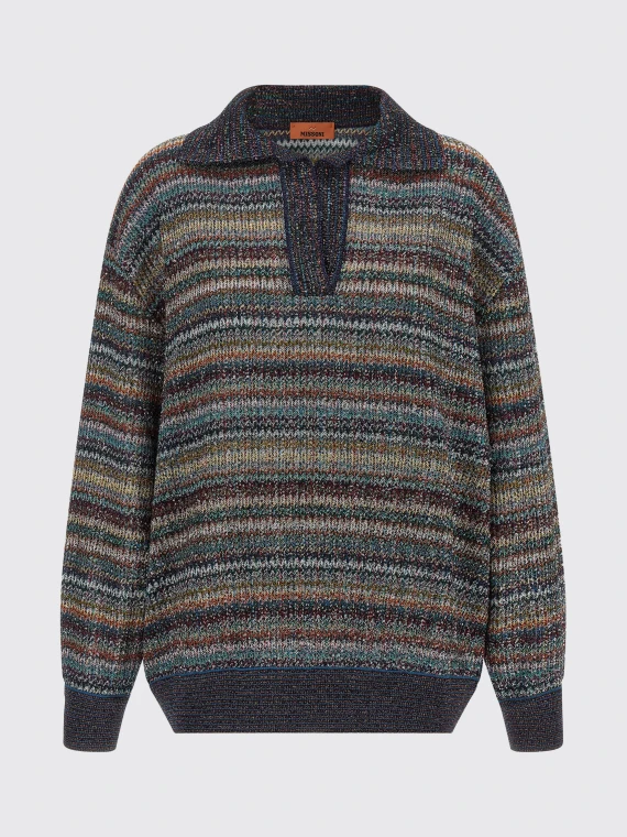 multicolour striped polo knit top MISSONI