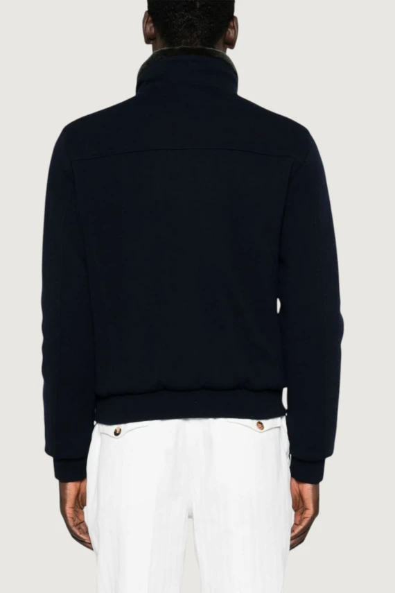 Cropped navy wool and cashmere bomber jacket Moorer