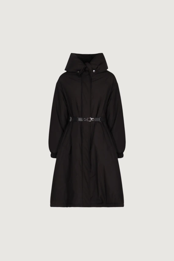 Cappotto lungo nero con cappuccio