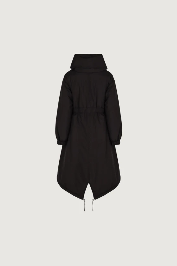 Cappotto lungo nero con cappuccio Moorer
