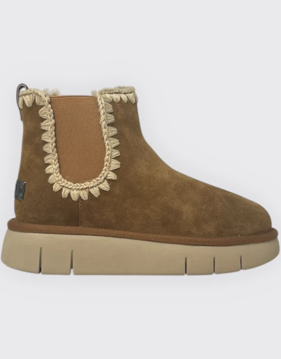 Stivaletto Chelsea in montone cognac MOU