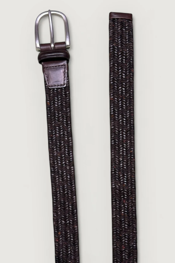 CINTURA MELANGE IN PELLE E LANA