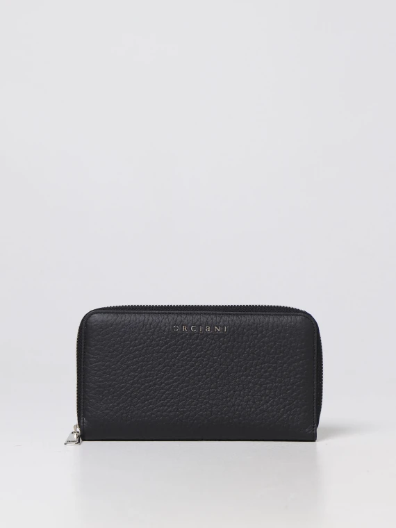 Portafoglio in pelle nera con zip