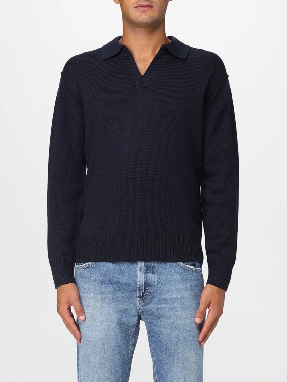Maglione blu scuro con collo a polo