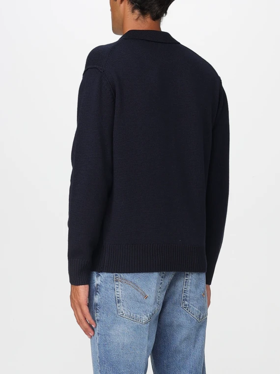 Maglione blu scuro con collo a polo Paolo Pecora