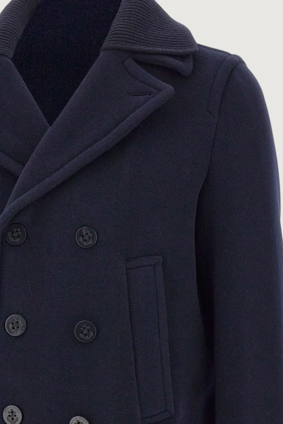 Dark blue double-breasted wool coat Paul&Shark