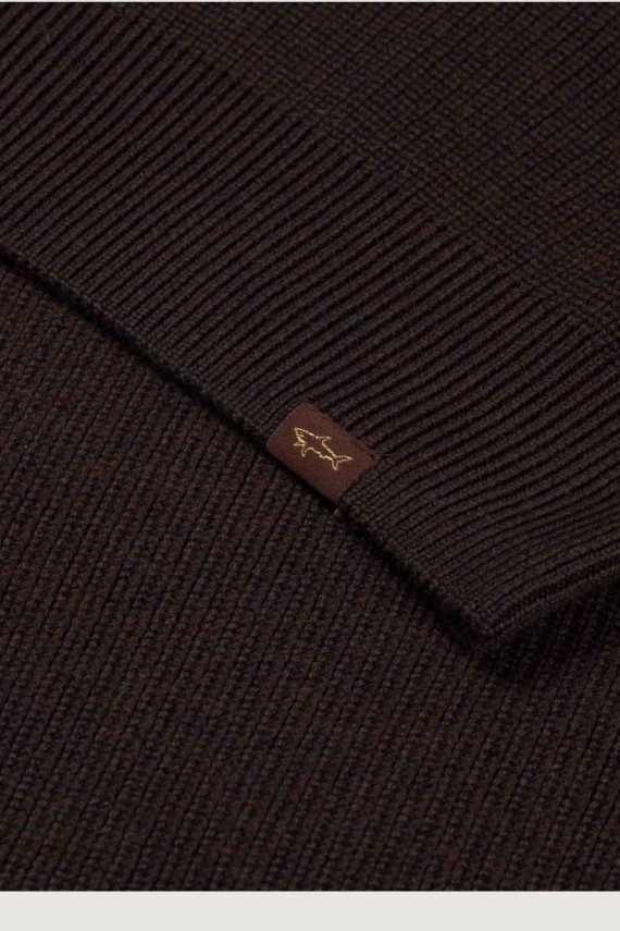 Dark brown wool and acrylic zip sweater Paul&Shark