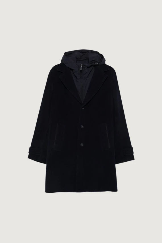 Blue virgin wool hooded coat Paul&Shark