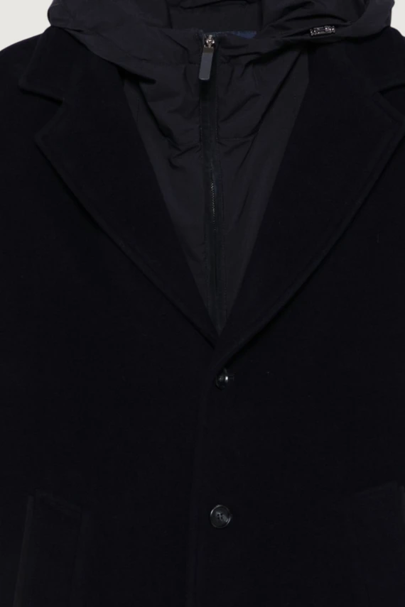 Blue virgin wool hooded coat Paul&Shark