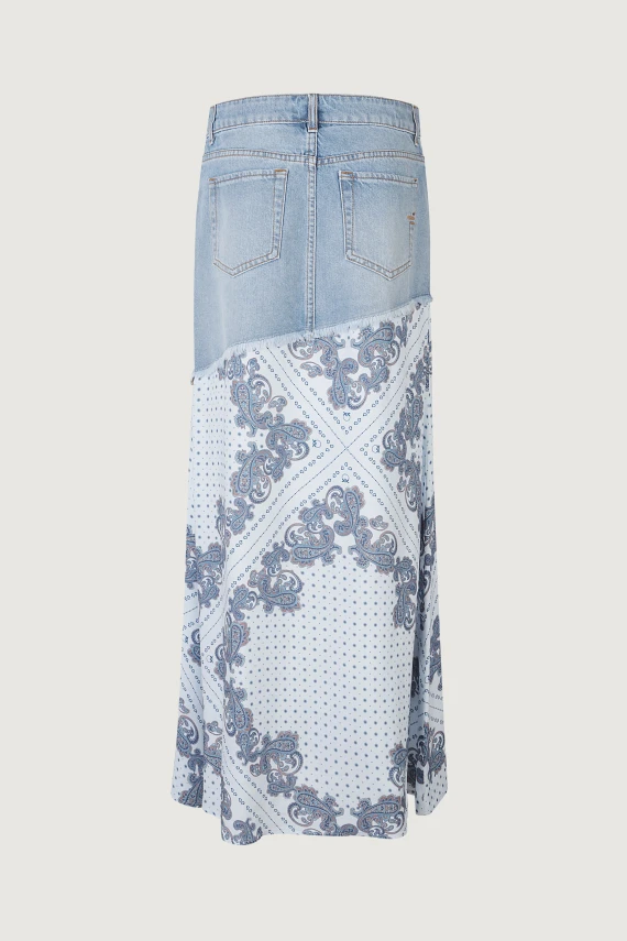 GETAWAY DENIM SKIRT + TWILL PRINT