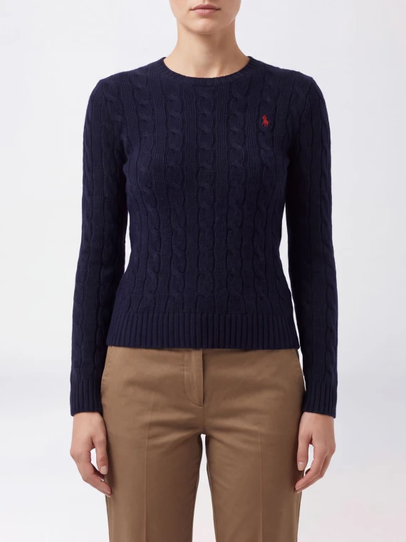 Pullover a trecce blu navy