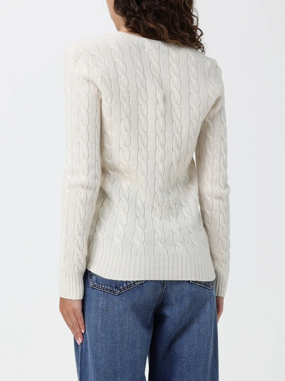 Cream cable-knit V-neck sweater POLO RALPH LAUREN DONNA