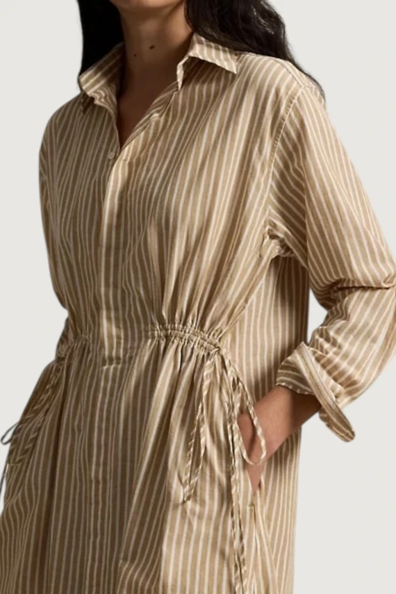 Chemisier rigato lino cotone coulisse