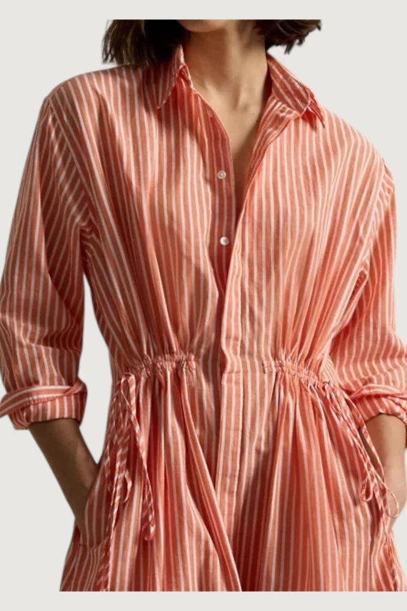 Chemisier rigato lino cotone coulisse