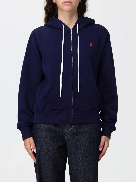 Felpa con cappuccio navy full zip