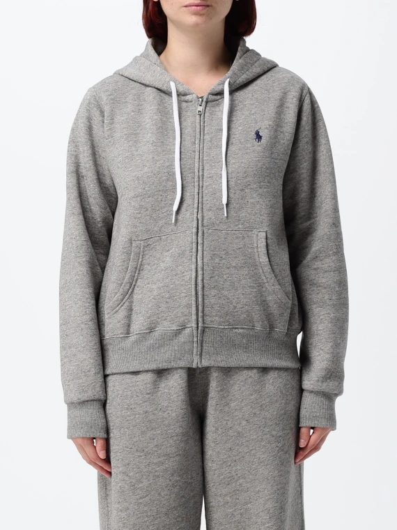 Felpa con cappuccio e zip grigia