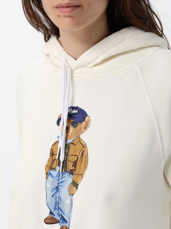 White hooded sweatshirt with bear print POLO RALPH LAUREN DONNA