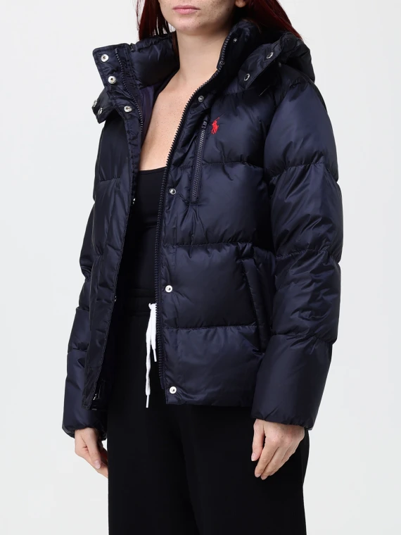 Dark blue hooded quilted jacket POLO RALPH LAUREN DONNA