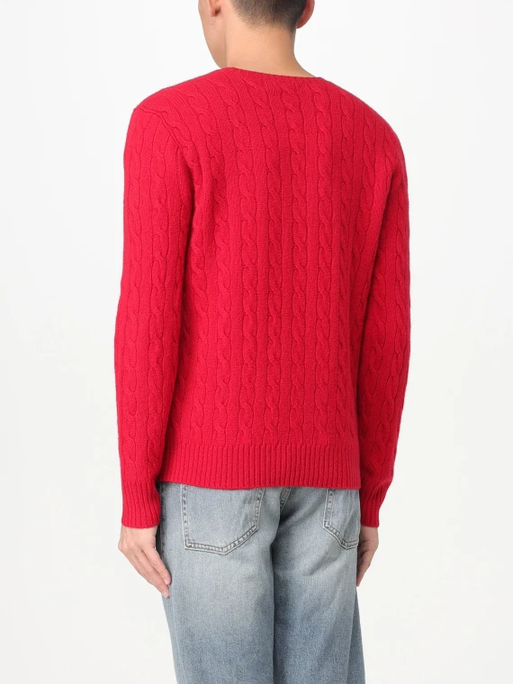 Red cable-knit crewneck sweater POLO RALPH LAUREN UOMO