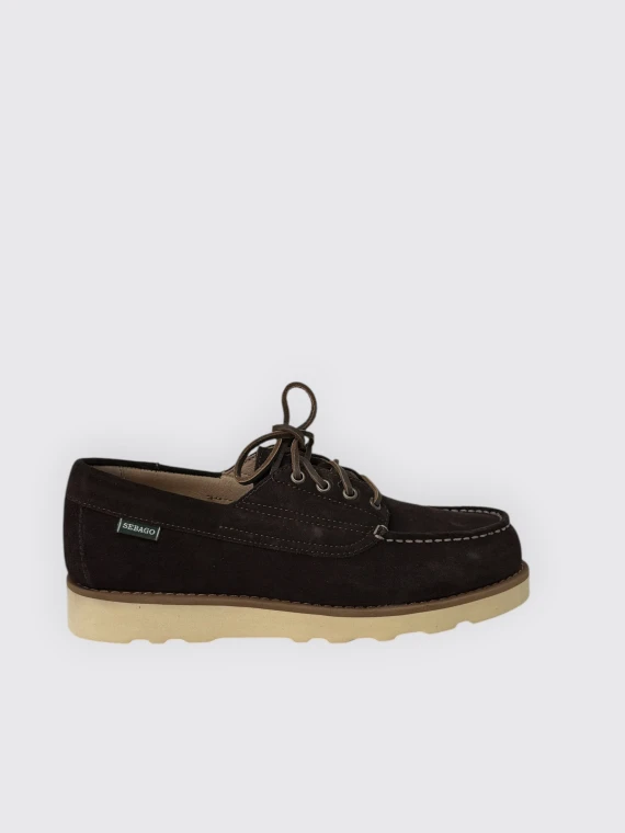 Scarpa stringata bassa in pelle scamosciata marrone scuro