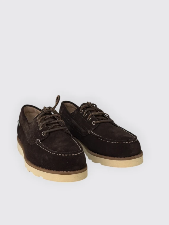 Dark brown suede low-top lace-up shoe sebago