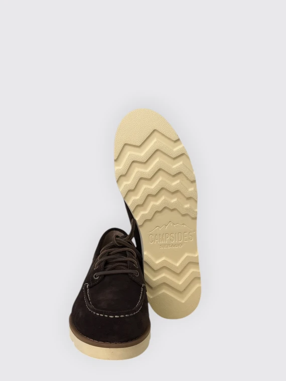 Dark brown suede low-top lace-up shoe sebago