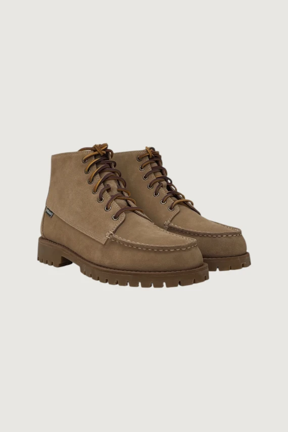 Brown taupe lace-up ankle boot sebago