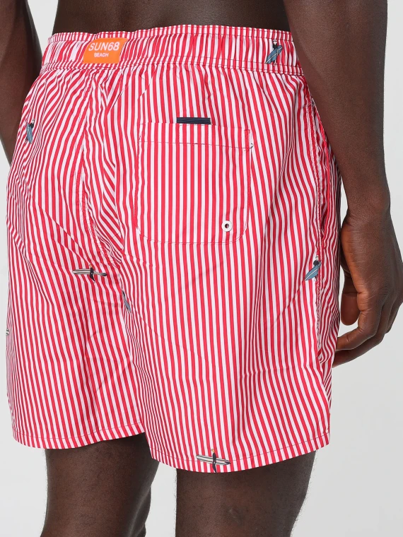 Red and white striped swim shorts SUN68