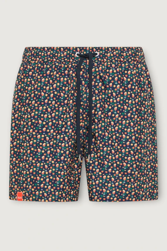 Pantaloncini da mare blu a piccoli puntini