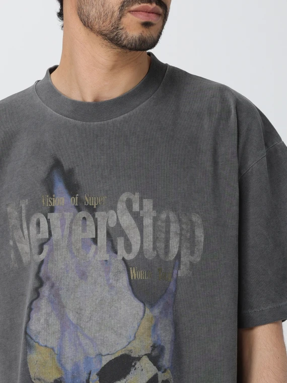 T-SHIRT CON STAMPA NEVER STOP