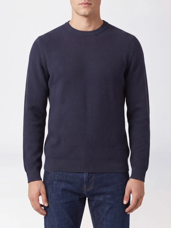Maglione in lana vergine blu scuro Giro ZANONE