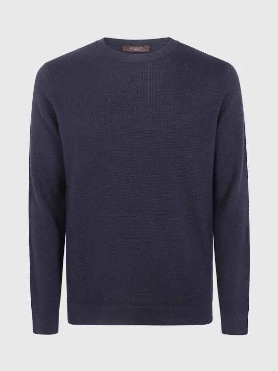 Dark blue virgin wool Giro sweater ZANONE