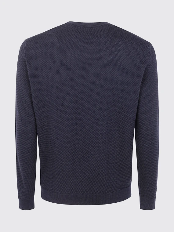 Dark blue virgin wool Giro sweater ZANONE
