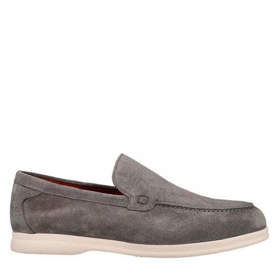 Mocassino adler wash in suede grigio 