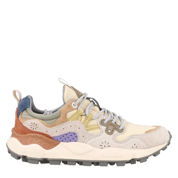 Sneakers yamano naylon e suede panna e beige 