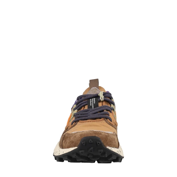 Sneakers yamano naylon e suede marrone arancione viola 