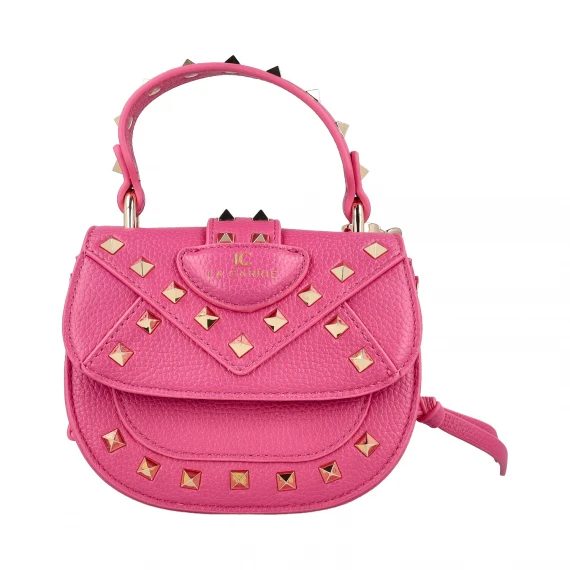 Borsa a mano piccola fuxia con borchie oro  - Taglia ONESIZE - la carrie bag