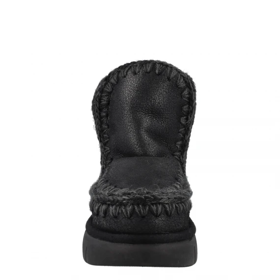 Stivaletto in montone eskimo nero laminato