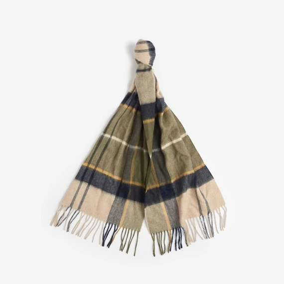 Sciarpa Barbour USC0373 in lana e cachemire verde e beige