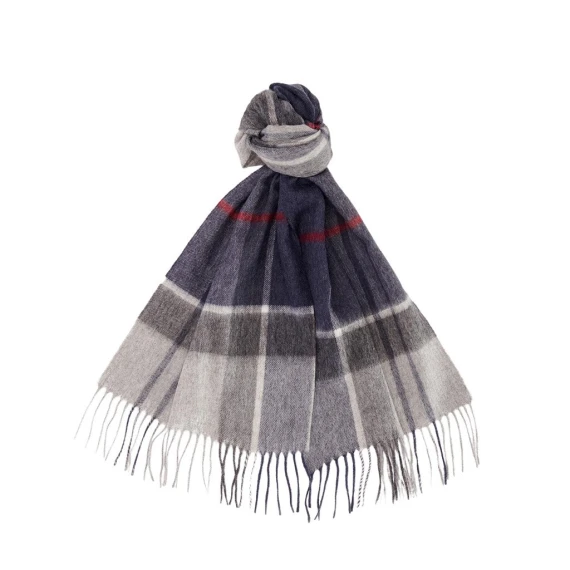 Sciarpa Barbour USC0373 in lana e cachemire grigio e blu