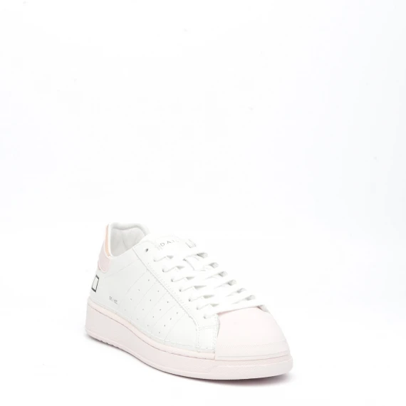 Sneakers D.A.T.E. BASE in pelle bianco e rosa