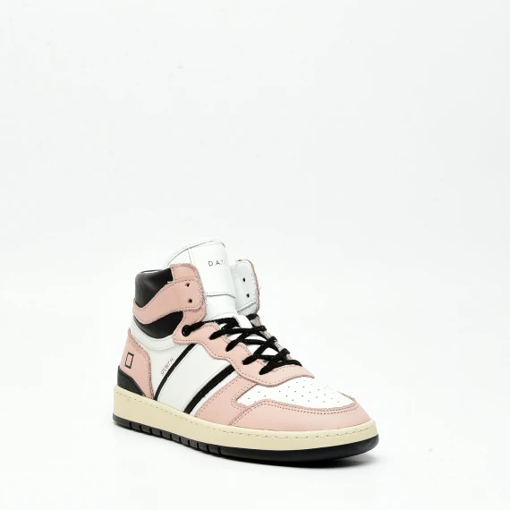 Sneakers in pelle rosa bianco e nero