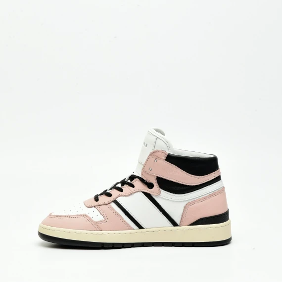 Sneakers in pelle rosa bianco e nero