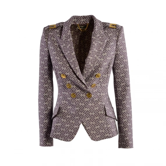 Blazer Elisabetta Franchi GI059 logato viola - Taglia 40 - Elisabetta Franchi