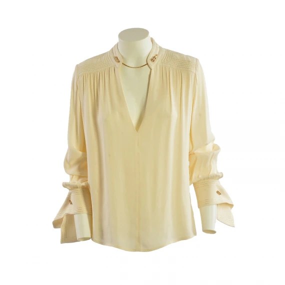 Camicia Elisabetta Franchi CA030 in tessuto color burro