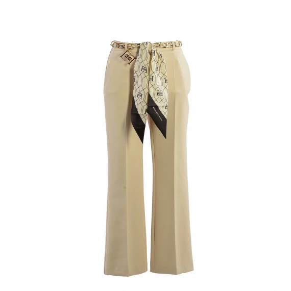 Pantalone Elisabetta Franchi PA047 in tessuto color burro