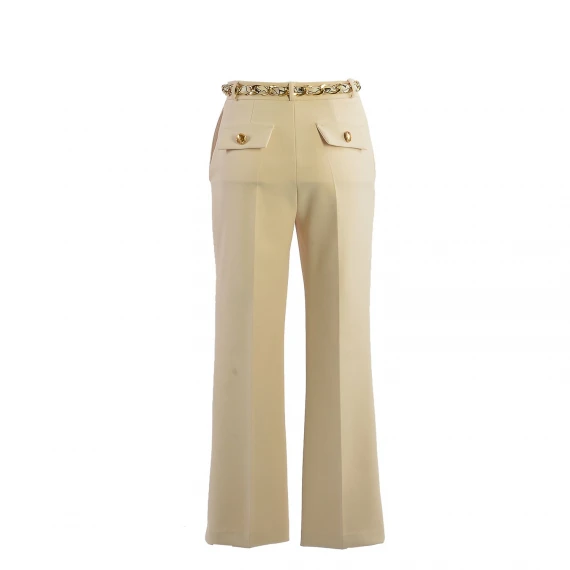 Pantalone Elisabetta Franchi PA047 in tessuto color burro